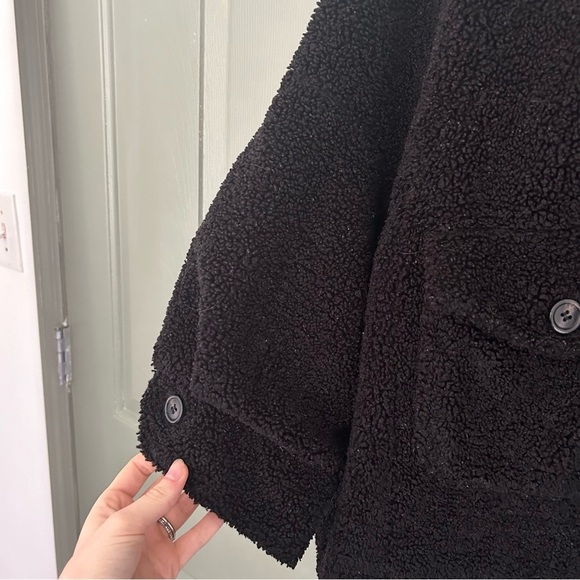 Zara Black Shearling Teddy Fleece Jacket - Picture 4 of 6